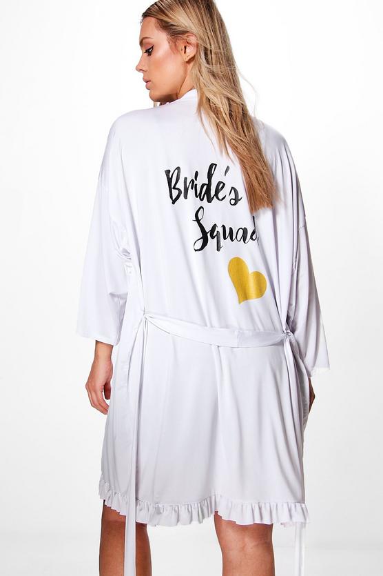 Plus Tara Bride Squad Ruffle Hem Bridal Robe